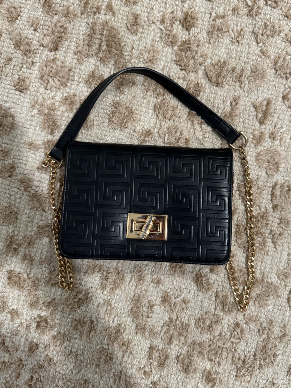 Black Quilted Crossbody with Gold Chain Strap